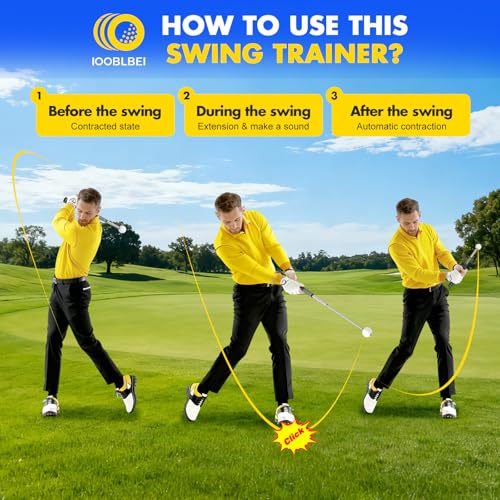 Retractable Golf Swing Trainer, Golf Training Aid & Golf Grip Trainer for Right-Handed Golfer, Strength & Tempo Stick Training, Telescopic Club for Beginners Chipping Hitting Practice