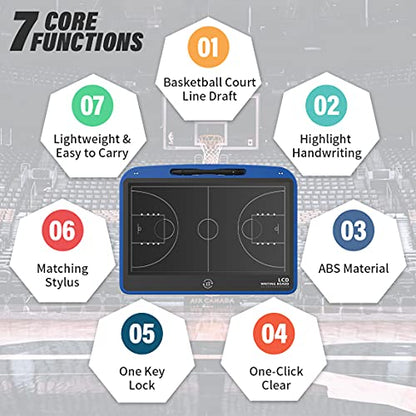 13.5'' Electronic Football Tactical Board, Basketball Coaching LCD Soccer Strategy Board With Stylus Pen, Marker Training Writing Tablet Coach Gifts - color: Basketball Blue