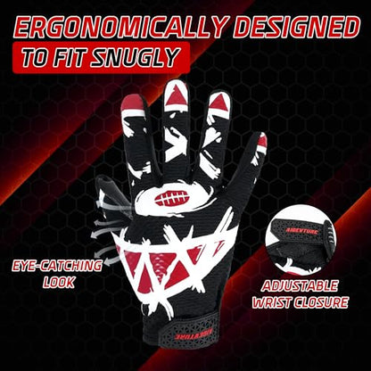 AIGEVTURE Youth Football Gloves Kids Receiver Gloves Sticky Football Gloves for Boys Girls - color: Black, size: Youth M