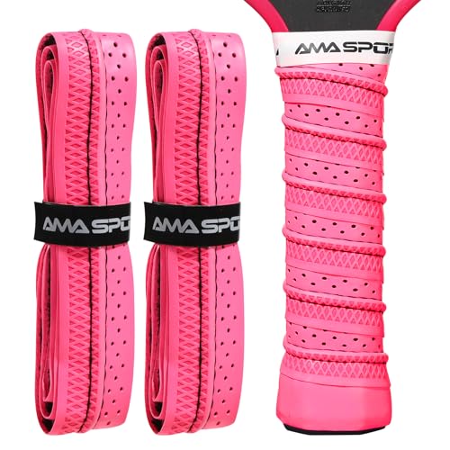 AMA SPORT Pickleball Paddle Grip Tape 2 Pack Pickleball Overgrip Replacement Grip Wrap for Pickleball Rackets Anti-Slip Grip Ridge Easy Installation and Long-Lasting Performance - color: Pink