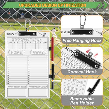 Baseball Coaches Clipboard, White Double-Sided Dry Erase Coach Clipboard, Softball Whiteboard for Coaches, Lineup White Board with Marker for Coaches Gift