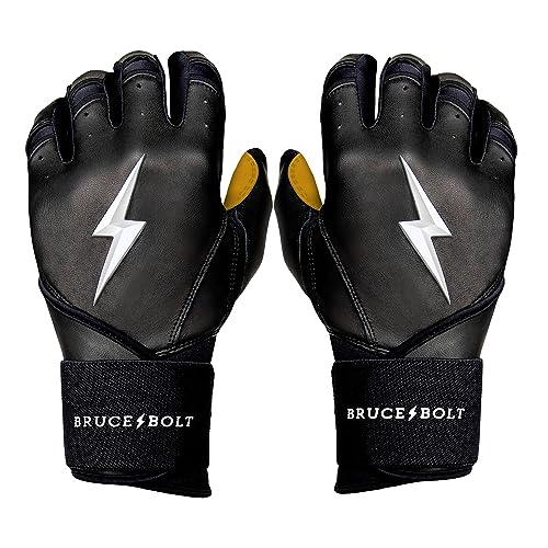 BRUCE BOLT Original Series Long Cuff Batting Gloves - Multiple Colors - Adult & Youth Sizes - color: Black, size: Youth Medium