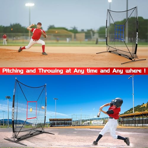 Zonlolo 6 x 6 FT Baseball Net with 3 Diffferent Targets, Portable Practice Net for Batting，Hitting，Pitching and Throwing,Compact Package with Small Carrying Bag，Great for Kids - color: Black