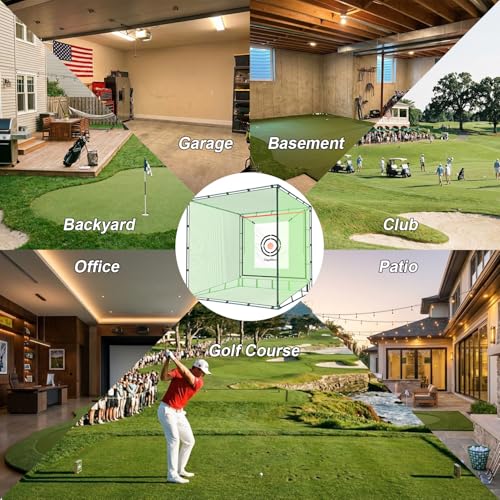 Gagalileo Golf Cage Net with Steel Frame and Target: 10X10X10FT Heavy Duty Practice Net for Backyard Driving & Indoor Driving Range Outdoor Training - style: 10X10X10FT With Bottom
