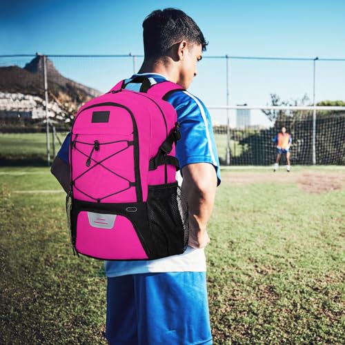 Goloni Soccer Backpack,Basketball Backpack with Ball Compartment & Shoe Compartment,Backpack for Basketball,Soccer - color: Rose