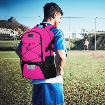 Goloni Soccer Backpack,Basketball Backpack with Ball Compartment & Shoe Compartment,Backpack for Basketball,Soccer - color: Rose