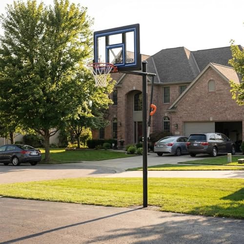 Lifetime NBA In-Ground Basketball Hoop, 50 Inch Shatterproof Fusion Backboard, Adjustable Height 7.5-10 Ft, Action Grip Adjust, Slam-It Rim