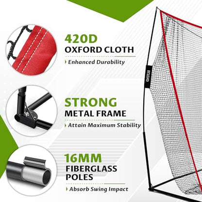 10x7ft Golf Net: Golf Hitting Practice Nets for Backyard Driving Real Balls, Heavy Duty Golfer Training Net with Mat for Outdoor/Indoor/Garage/Basement Hitting Swing Chipping,Ideal Gift for Men Dad