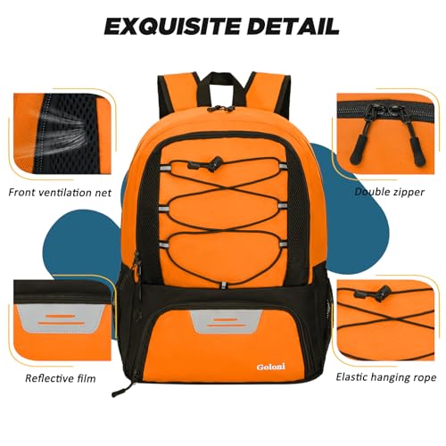 Goloni Soccer Bag, Basketball Bag with Ball Compartment & Shoe Compartment,Large Soccer Backpack for Basketball,Gym，Football - color: orange