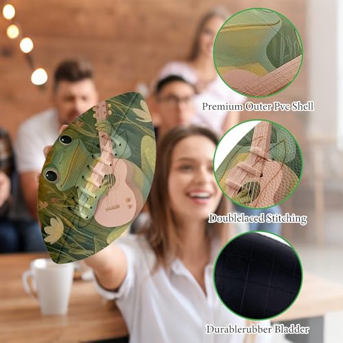 American Football, Official Size 11.9 x 7.3 Inch, Premium Composite Leather High-Grip Ball with Pro-Style Lacing, Unique Prints for Training, Games & Gifts - color: Frog Guitar