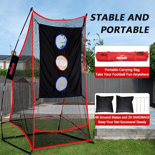 Kapler Football Kicking Net for Field Goals - 3x6FT Portable Football Net with Holder Tee - Sideline Practice for Backyard Skill Improvement