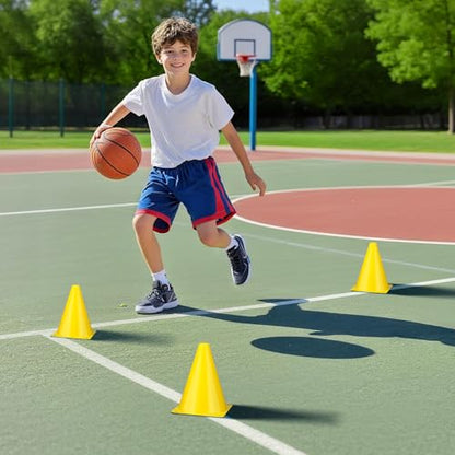 36pcs Cones 7 Inch Soccer Cones and Plastic Traffic Cones, Durable Cones for Sports Training, Ideal for Soccer, Basketball, Football, Skating, and Agility Drills Practice - color: yellow