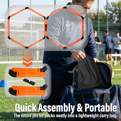 Hexagon Agility Rings, 6 Set Speed Training Ladder with Carry Bag, Footwork Drills Gear for Soccer Football Basketball and Fitness