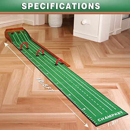CHAMPKEY Premium Golf Putting Green Indoor with 3 Golf Putting Gates - Improves Putting Accuracy and Skill Levels Golf Putting Mat - Ideal for Indoor and Outdoor Training