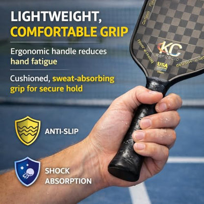 Pickleball Paddle Set – 18K Friction Carbon Fiber Paddles with Covers, 2 Thermoforming 4-Layer Rackets, 4 Outdoor Pickleballs & Carry Bag | USAPA Approved Lightweight & 16MM Polymer Honeycomb Core