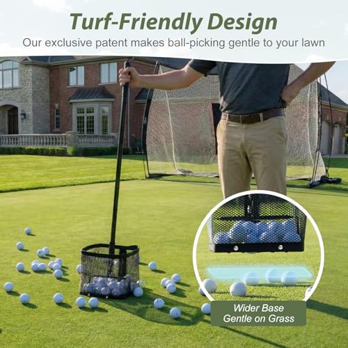 SAPLIZE Golf Ball Picker Upper, Turf-Friendly Design, No Bending Over, Quickly Collects Multiple Balls, Large-Capacity Ball Holder, Great for Backyard Practice & Training