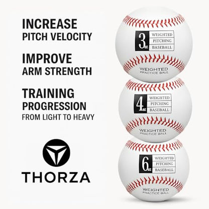 Thorza Weighted Baseballs for Throwing - Training Balls to Help Increase Pitch Velocity - size: Set of 3