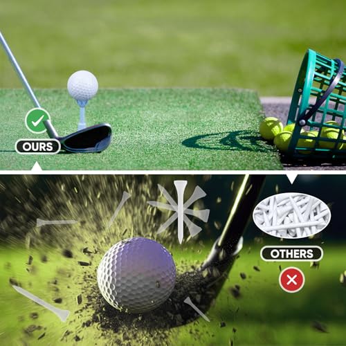 Adjustable Golf Tees - Unbreakable Rubber Golf Tees for Mats & Driving Range Tee, Flight Path Golf Simulator Tees Golf Accessories - 3 Pack