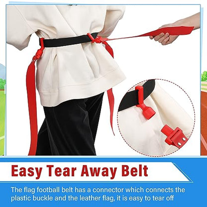 Hungdao 10/12 Players Flag Football Belts and Flags Adjustable Football Belts for Kids Teens Adults Team Training Sport Event - color: Red, Green