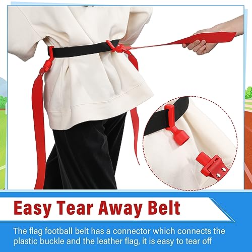 Hungdao 10/12 Players Flag Football Belts and Flags Adjustable Football Belts for Kids Teens Adults Team Training Sport Event - color: Red, Green