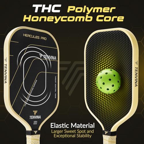 TENVINA Pickleball Paddles, Thermoformed T700SC Carbon Fiber Pickleball Paddle, Pickle Ball Paddle USAPA Approved with Dominant Power and Larger Sweet Spot - color: 2-Pack of PRO-Carbon-Elongated-16MM