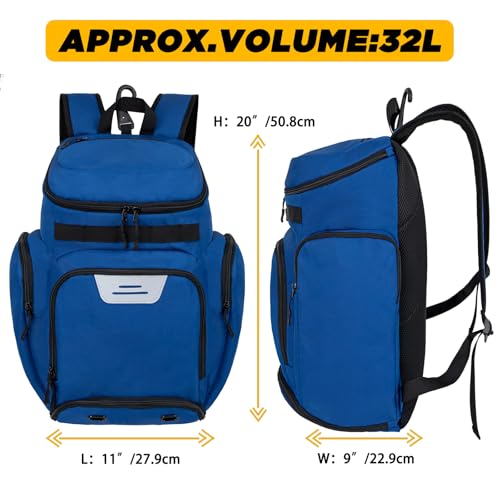 Goloni Basketball Backpack,Large Sports Bag with Ball Compartment & Shoe Compartment, Best for Basketball, Soccer - color: Beautiful Blue