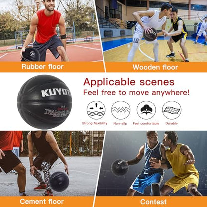 KUYOTQ 3LBS/3.3LBS/2.2LBS Weighted Heavy Training Basketball 29.5/28.5" in and Outdoor Improving Handling Dribbling Passing Rebounding Skill Composite Size 7/6 Weighted Training Basketball Equipment - color: Black, size: Size 7 Adult - 29.5"-3LBS