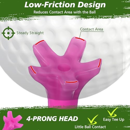 Soulchen 2 3/4 Inch Inch Golf Tees - 5-Prong Curved Design for Longer Drives Low Spin & Low Friction Plastic Tees Durable Bulk Tee with Optimized Shaft Strength for Driving Range