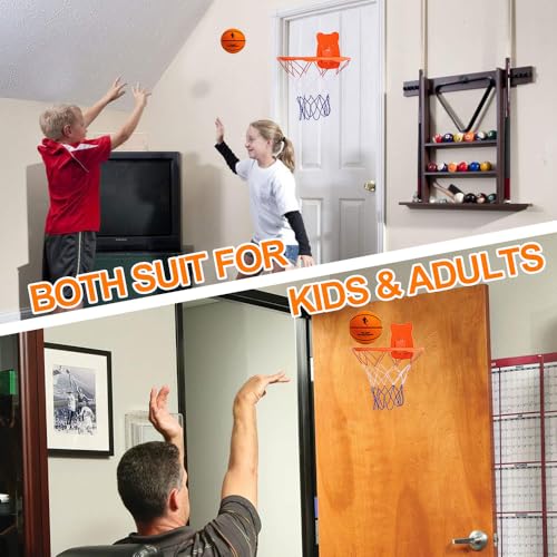 Silent Basketball Hoop Indoor, 13" Wall Mount Ball Hoop for Door, Mounted Quiet Practice for Shooting