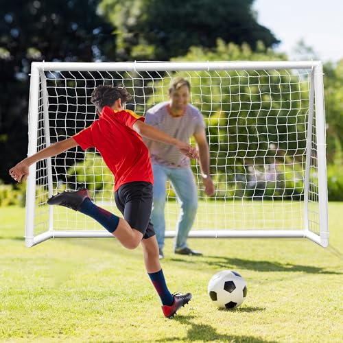 HomGarden Portable Soccer Goal for Backyard,12x6 / 10x6.5 / 8x5ft /6x4 Full Size Soccer Goals for Kids Adults Soccer Net Backyard Soccer Goals - size: 8×5 ft