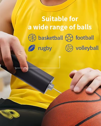 Ball Pump Electric Cordless Basketball Pump Kit - Portable Air Pump for Sports Balls, Football Volleyball Rugby Ball Inflator - Compact Car Tire Pump with Rechargeable Battery & Fast Inflation