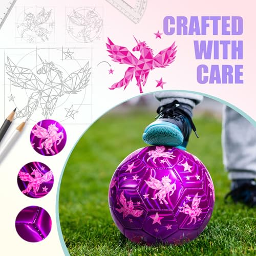 Size 4 Soccer Ball for Kids with Pump, Pink Soccer Ball for Girls, Indoor Outdoor Sports Toy for Birthdays, Holidays and Practice
