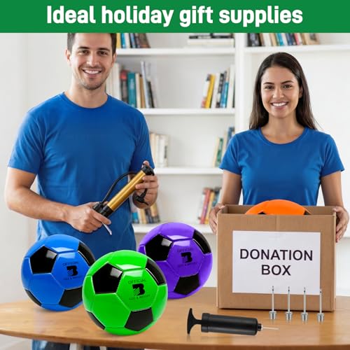 4 Pack Soccer Balls Size 5/4/3 Bulk with Pump, Carry Net, Needles - Pelota De Futbol Official Size Training Practice & Match Ball - Ideal Soccer & Birthday Gift - color: Color-Black, size: Size 3