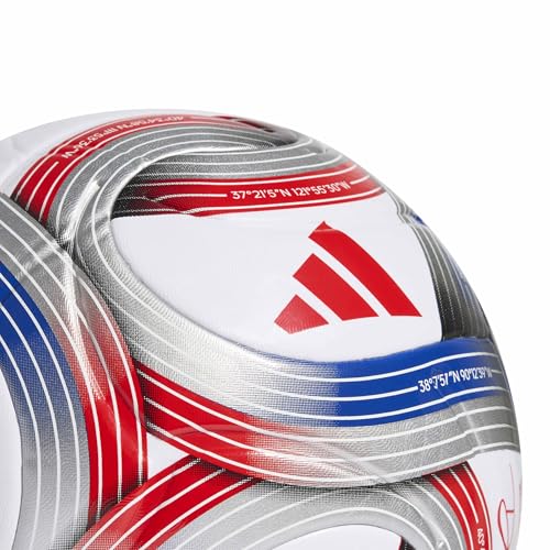 adidas Unisex MLS Soccer Ball - color: White/Team Royal Blue/Red/Silver Metallic League NFHS, size: 4