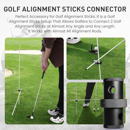 FINGER TEN Golf Alignment Sticks Rods Swing Trainer Tools 43 Inch 2 Or 3 Pack, Fits in Golf Bag Tour Stickers Practice Training Aid - color: Black Connector Without Sticks