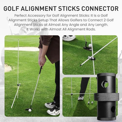 FINGER TEN Golf Alignment Sticks Rods Swing Trainer Tools 43 Inch 2 Or 3 Pack, Fits in Golf Bag Tour Stickers Practice Training Aid - color: Black Connector Without Sticks