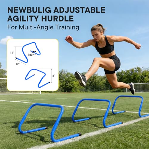 Agility Ladder Speed Training Equipment Set-20ft Ladder,12 Cones, 4 Adjustable Hurdles, Jump Rope, Resistance Parachute| Soccer,Basketball, Football Practice Equipment for Youth, Adults - color: Blue, size: 17.16"*5.61"*13.21"