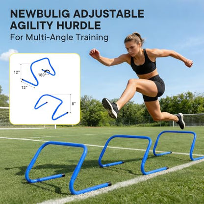 Agility Ladder Speed Training Equipment Set-20ft Ladder,12 Cones, 4 Adjustable Hurdles, Jump Rope, Resistance Parachute| Soccer,Basketball, Football Practice Equipment for Youth, Adults - color: Blue, size: 17.16"*5.61"*13.21"
