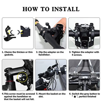 RAYMACE Bicycle Basket Dog Bike Handlebar Basket Front,Folding Detachable Quick Release Easy Install,Cycling Picnic Bag
