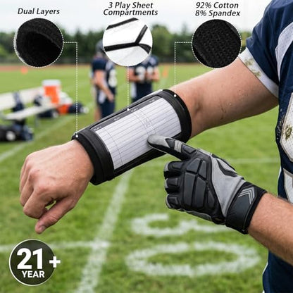 Lawei 10 Pack Football Play Wristbands for Adults, Triple Windows Playbook Quarterback Coach Wristband, Football and Softball Armband, Softball Wristband for Signs, Wristbands for All Sports