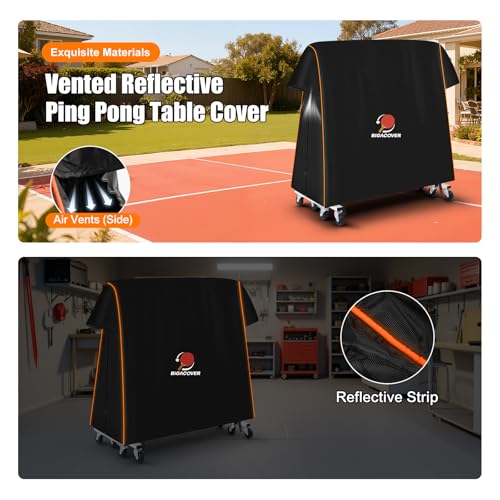 Ping Pong Table Cover Outdoor Waterproof, Premium Table Tennis Table Cover with PU Coating , All Weather Protection for Foldable Standard 9x5 Ft Tables