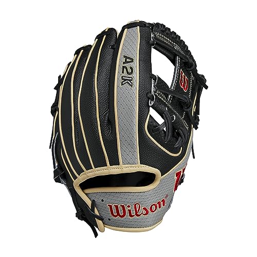 Wilson A2K Infield Baseball Gloves - Right Hand Throw - color: Black/Grey/Red, style: 11.5"