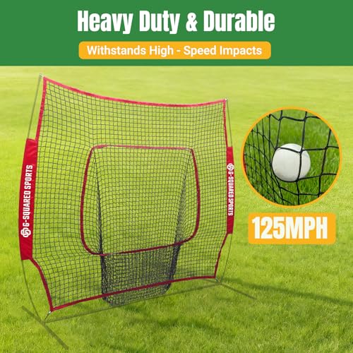 Baseball & Softball Replacement Net 7ft x 7ft (NET ONLY), Heavy Duty Knotless for Pitching, Hitting & Throwing Practice, Fits 7x7ft Training Net Frames - color: Red