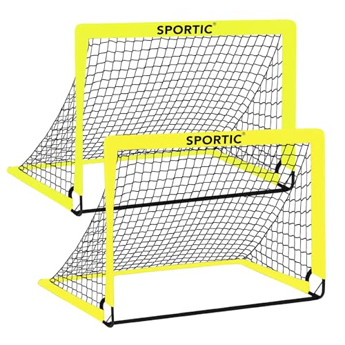 2 Pack 4' x 3' Soccer Goal Net Set, Pop Up Kids Practice Soccer Goals for Indoor and Outdoor.Portable Soccer Net with Carrying Bag & Ground Pegs, Perfect for Backyard, Field, Court - color: Yellow