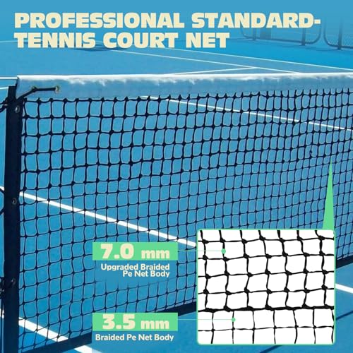 Tennis Net Professional Tennis Court Net 42FT Replacement Nets Heavy Duty Sport Nets with 2 Fiberglass Dowels, Compatible with Outdoor Indoor Standard Courts - size: Double-Layer Net