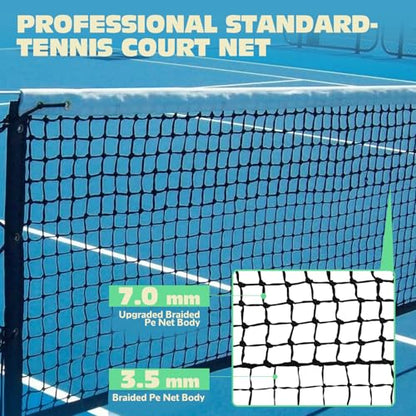 Tennis Net Professional Tennis Court Net 42FT Replacement Nets Heavy Duty Sport Nets with 2 Fiberglass Dowels, Compatible with Outdoor Indoor Standard Courts - size: Double-Layer Net