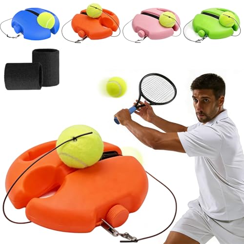 Solo Tennis Trainer Rebound Ball with String, Portable Tennis Practice Rebounder, Self Tennis Practice Rebounder Set, Training Equipment for Beginner Pracitce Training - color: Orange with 1 Ball