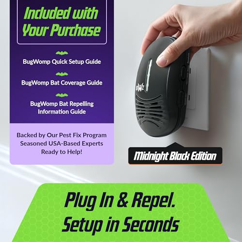 BWZ600 Direct Ultrasonic Bat Repeller - Featuring Bat-ZoneZonic™ Frequency Control for Precise Repelling of Bats (Midnight Black)