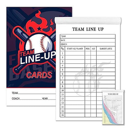 2Pcs 120pages Baseball Lineup Cards with 16 Player Roster Softball Scorebook Coaching 4 Part Carbonless Copies for School College Game