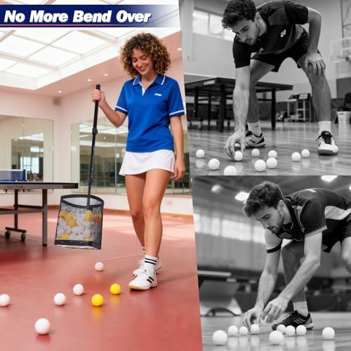 Table Tennis Ball Picker Upper - Retractable Ping Pong Ball Retriever & Storage Collector, Holds 150 Balls
